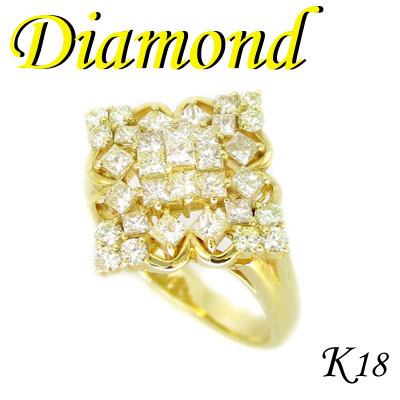 1-2001-03033 IDA  ◆ K18イエローゴールド デザイン リング  ダイヤモンド 1.00ct  14号