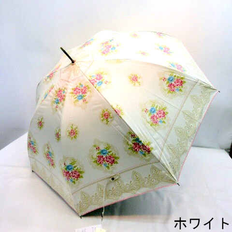 【晴雨兼用】【長傘】UVカット率99％！ビクトリアブーケ柄大寸晴雨兼用ジャンプ傘