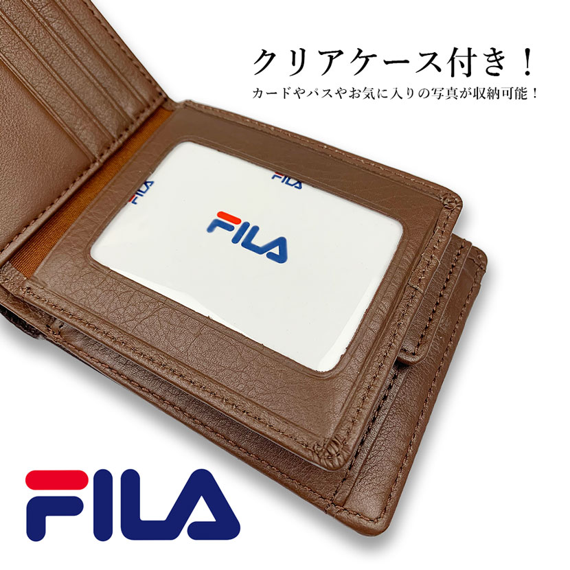 14ヶ所フリーポケットブラウン 茶 FILA フィラ リアルレザー バイ ...