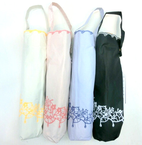 【晴雨兼用】【折りたたみ傘】UVカット99.9％以上軽量ミニ骨スカラップ刺繍裏プリント折畳傘