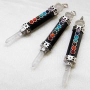 ペンデュラム　オニキス　黒瑪瑙　ブラック　水晶　ヒーリングワンド　チャクラ　振り子　ダウジング