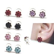 ローズピアス・ラインストーン巻き・薔薇