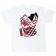 【鯉のぼりを格好良くデザインしたプリントTシャツ！鯉のぼりTシャツ大人用】カブキ隈取り　鯉のぼりと国政