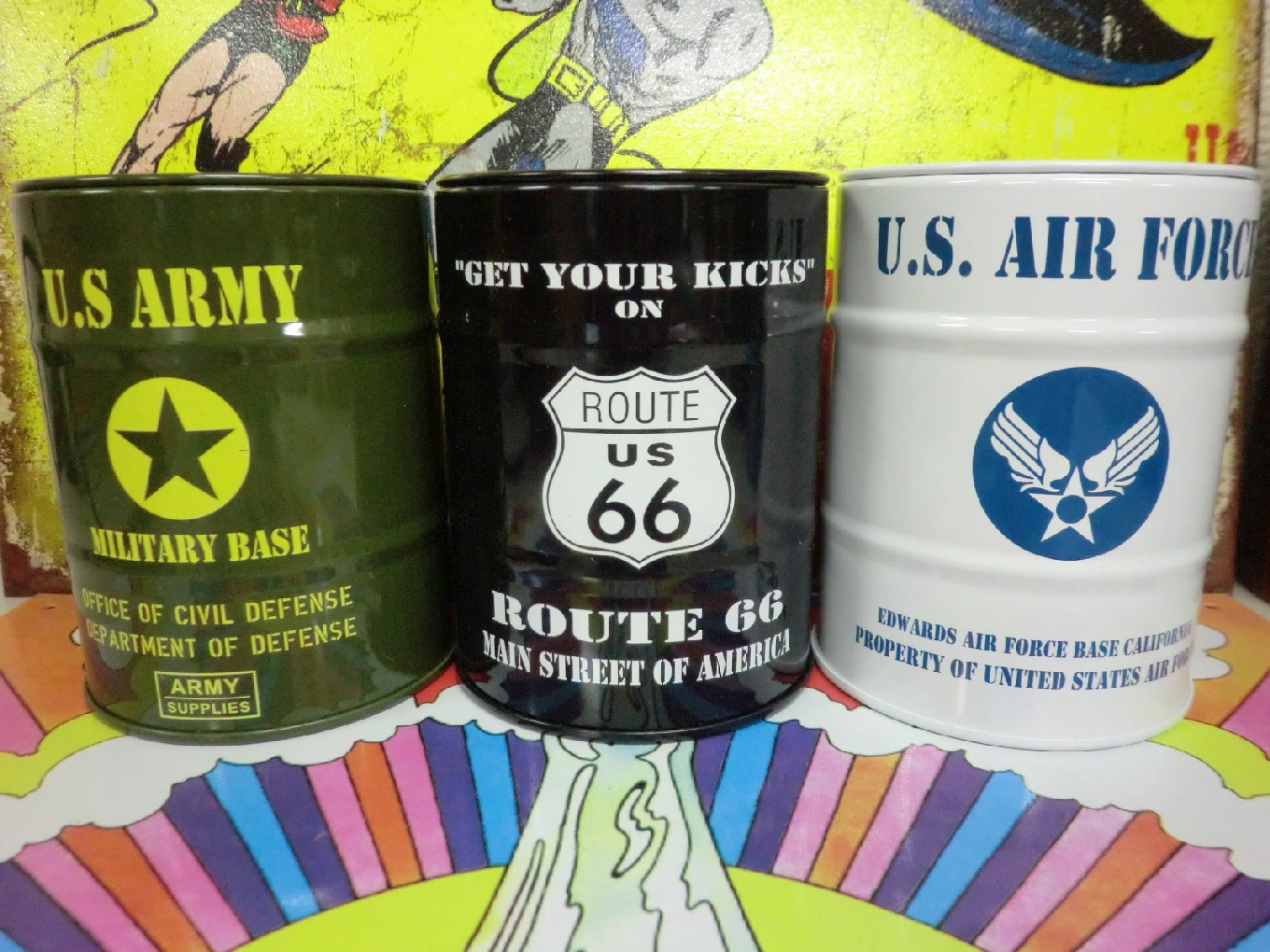 ドラム缶灰皿 【 ARMY / ROUTE66 / USAF 】