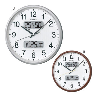 （インテリア・バラエティ雑貨）セイコー カレンダー・温度・湿度計付電波掛時計 KX383