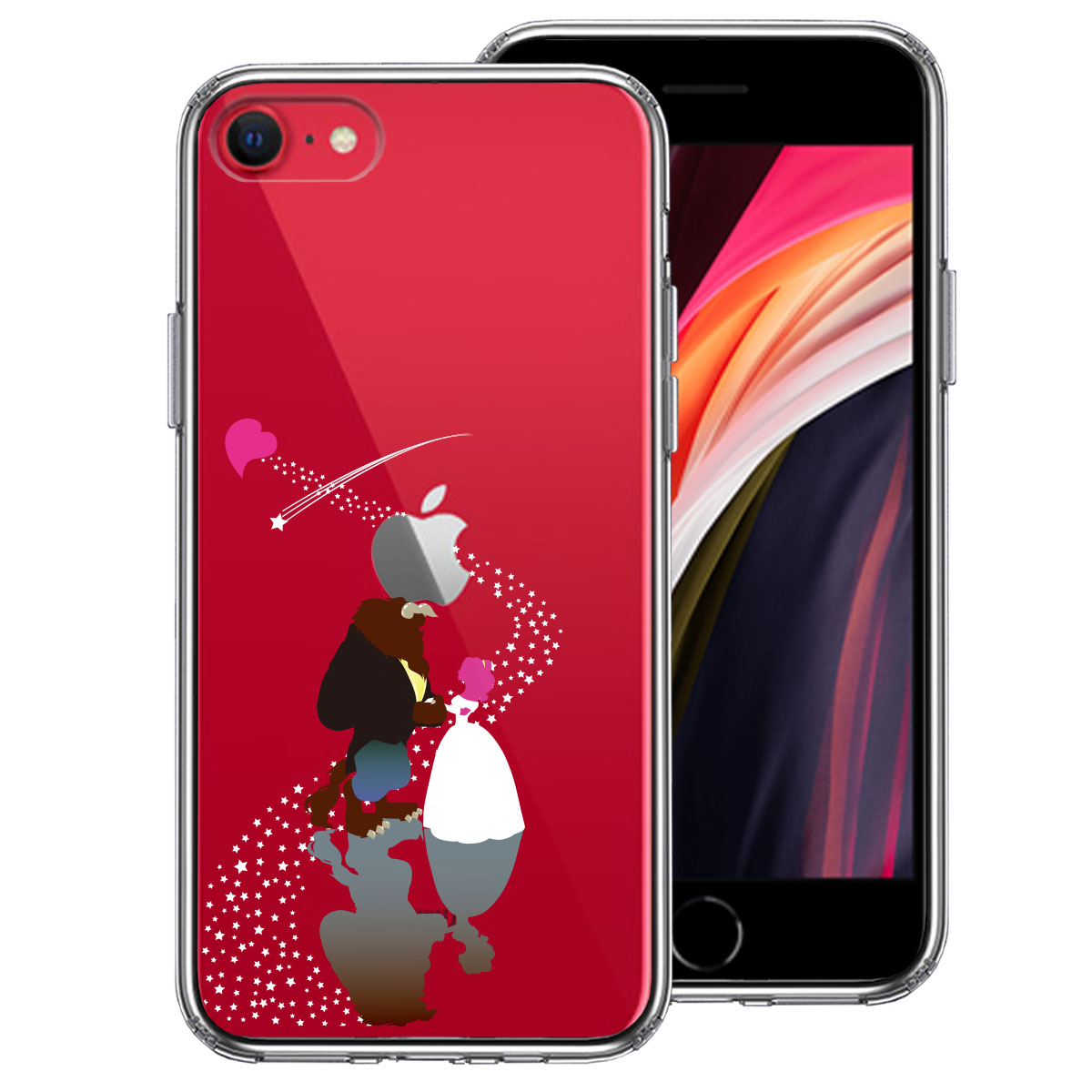 iPhoneSE(第3 第2世代) 側面ソフト 背面ハード ハイブリッド クリア ケース 美女と野獣 星 の 祝福 !