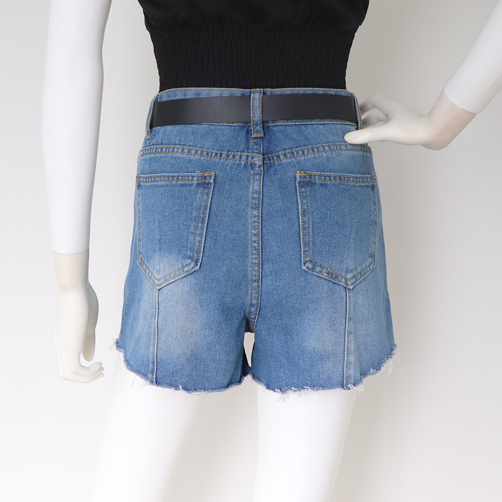 ショートパンツ デニム レディース ハイウエスト ダメージ ホットパンツ ボトムス 短パン 即納 アパレル 盛煌商事 株式会社 問屋 仕入れ 卸 卸売の専門 仕入れならnetsea