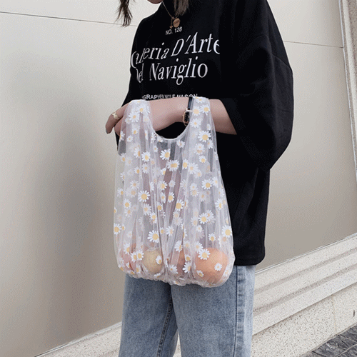 レース ショッピングバッグ 収納バッグ 折りたたみバッグ 小物収納 旅行出張用 花柄 刺繍 レジ袋