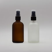 (半透明)＆(茶色) 100ml 化粧瓶 スプレー付 フロスト加工ガラスボトル◆詰替え/容器/キャップ付き