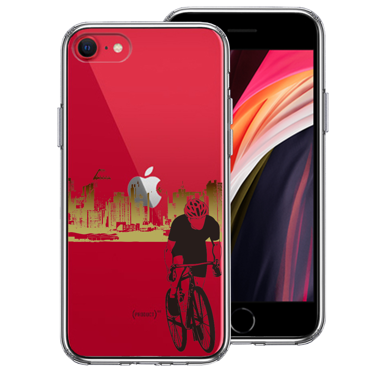 iPhoneSE(第3 第2世代) 側面ソフト 背面ハード ハイブリッド クリア ケース スポーツサイクリング　男子2