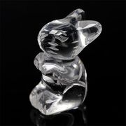 超透明 天然水晶 縁結びうさぎ 兎 彫刻置物【ランダム発送】