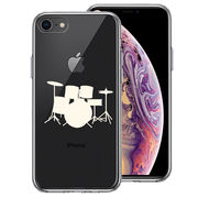 iPhone7 iPhone8 兼用 側面ソフト 背面ハード ハイブリッド クリア ケース ドラム ホワイト
