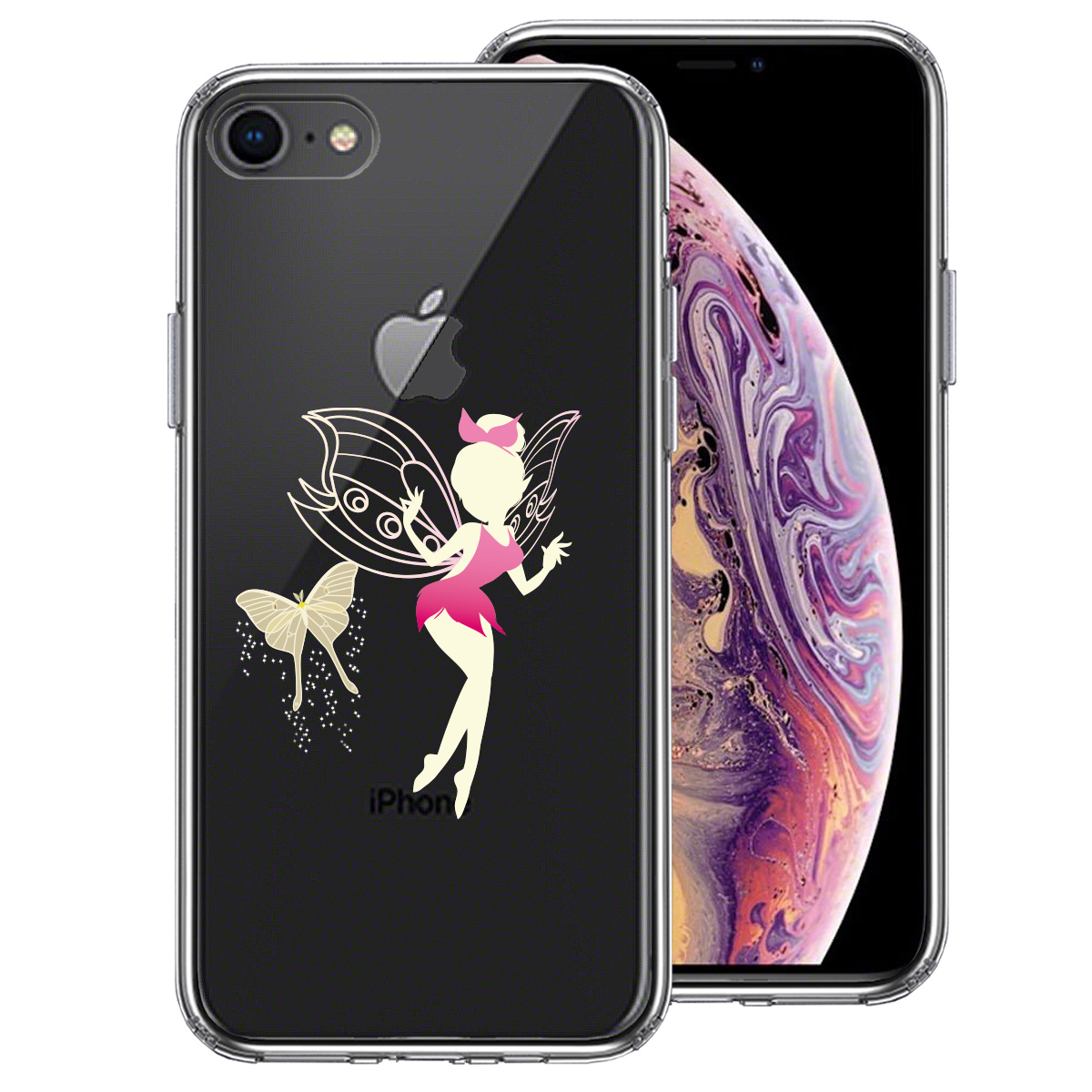 iPhone7 iPhone8 兼用 側面ソフト 背面ハード ハイブリッド クリア ケース ピーターパン 妖精 3