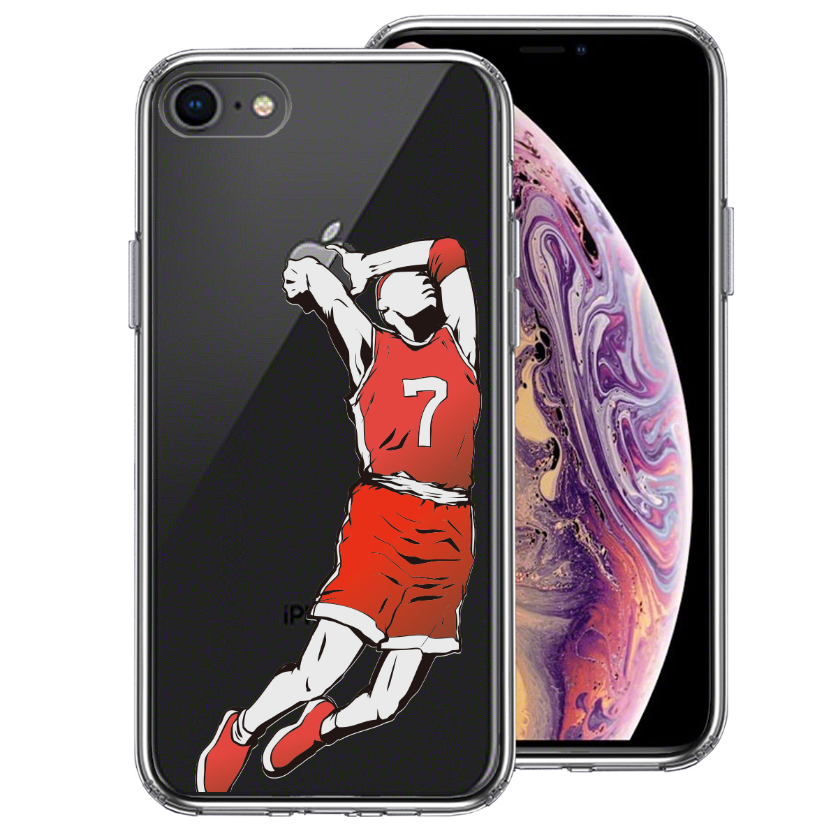 iPhone8 側面ソフト 背面ハード ハイブリッド クリア ケース バスケットボール ダンク４