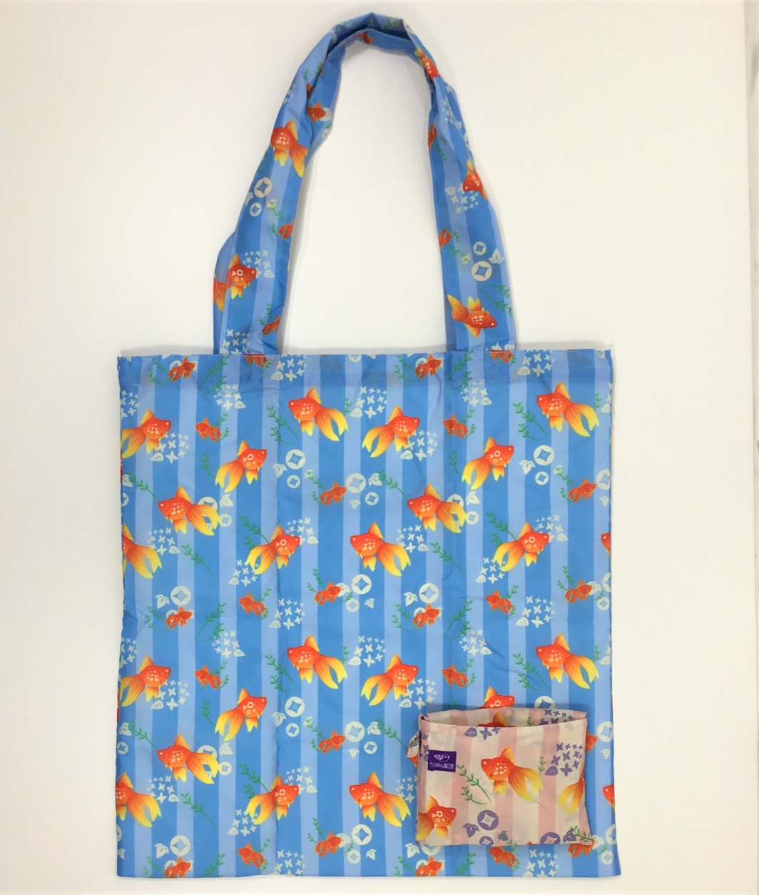 【在庫限り】【和雑貨】【和土産】エコバッグ　日本製　お買い物袋　金魚　花　