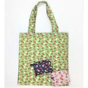 【在庫限り】【和雑貨】【和土産】エコバッグ　日本製　お買い物袋　椿　緑　紺　ピンク