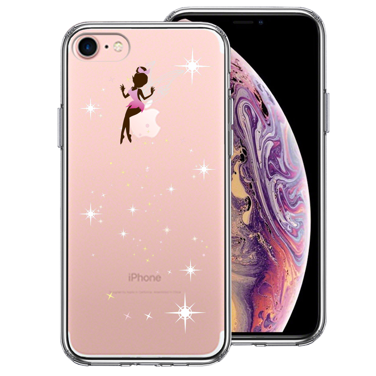 iPhone7 側面ソフト 背面ハード ハイブリッド クリア ケース ファンタジーシリーズ　ピーターパン 妖精 2