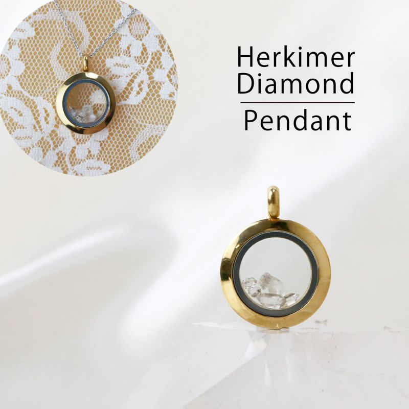 ペンダントトップ　ゴールド　ハーキマーダイヤモンド　小　ドリームクリスタル　ネックレス