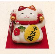 【新登場！安心の日本製！鈴が付いたほっこりかわいい！招き猫です！】ちぎり和紙 千万両 満福ねこ