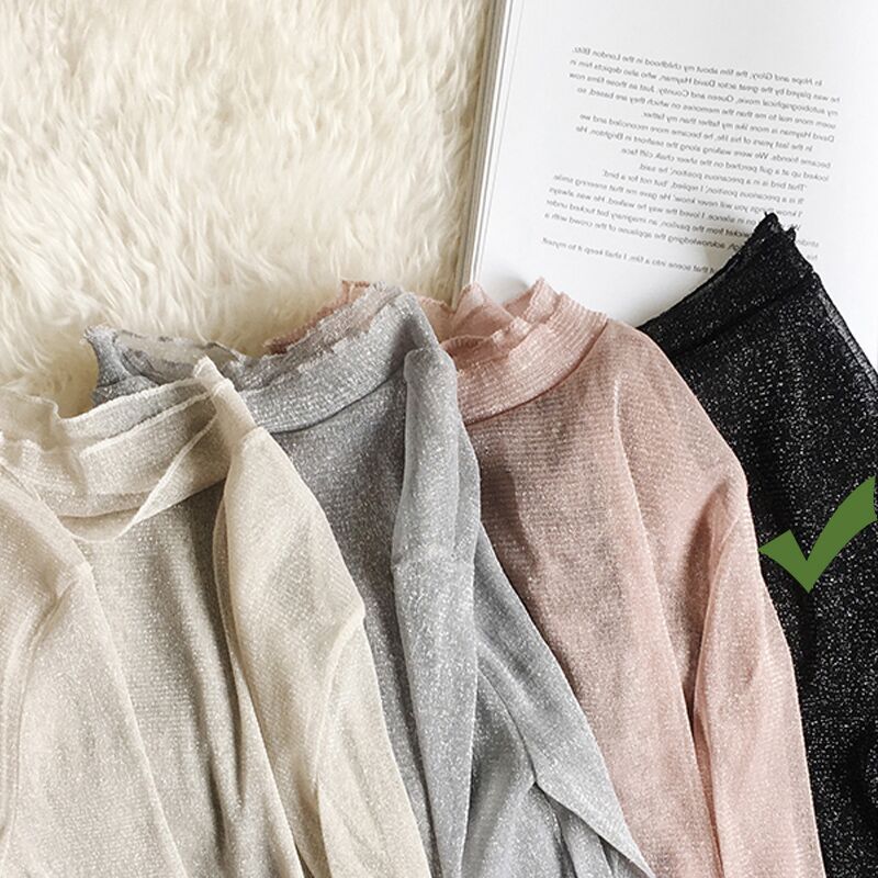 トップス シャツ ブラウス リブネック レース 長袖 秋冬 レディース