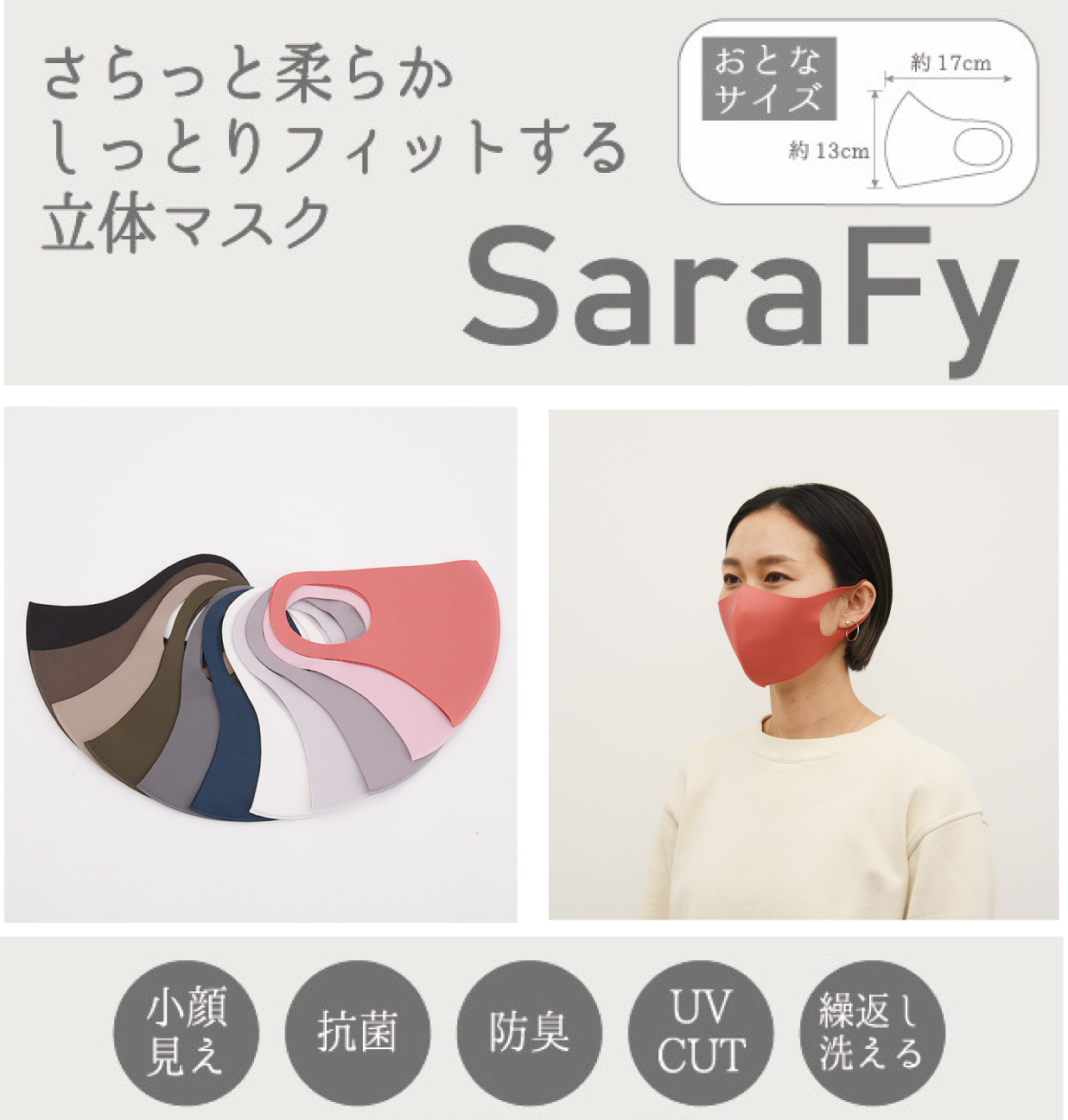 【New】SaraFy さらっと柔らかしっとりフィットする立体マスク