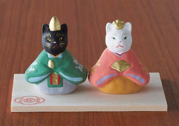 ★ひな祭りを飾る★ 縁起の良い雛人形【猫　座雛（橘）】