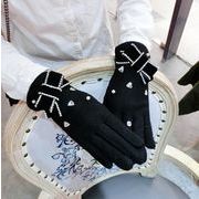 　手袋　リボン　ストーン　レデイース　韓国風　スマホ対応　ビンテージ　ファッション