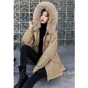 韓国ファッション 裏起毛 短いスタイル スモール ウィンター パッド入りジャケット 毛皮の襟 コート