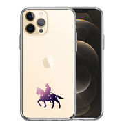 iPhone12 Pro 側面ソフト 背面ハード ハイブリッド クリア ケース  騎乗侍と桜