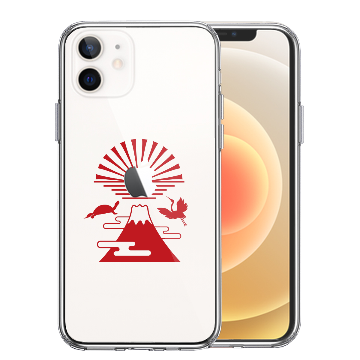 iPhone12 側面ソフト 背面ハード ハイブリッド クリア ケース 富士山 初日の出