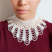 注目すべきアイテム！手織り 旅行 ネックレス フェイクカラー 拡幅 タートルネック ビブ ホロー 真珠