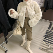早く買いに来てください 暖かさ シャツ コートスタンドアップカラー 模造ウサギ毛皮い 厚手