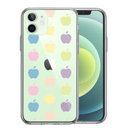 iPhone12 側面ソフト 背面ハード ハイブリッド クリア ケース 林檎 りんご apple 水玉