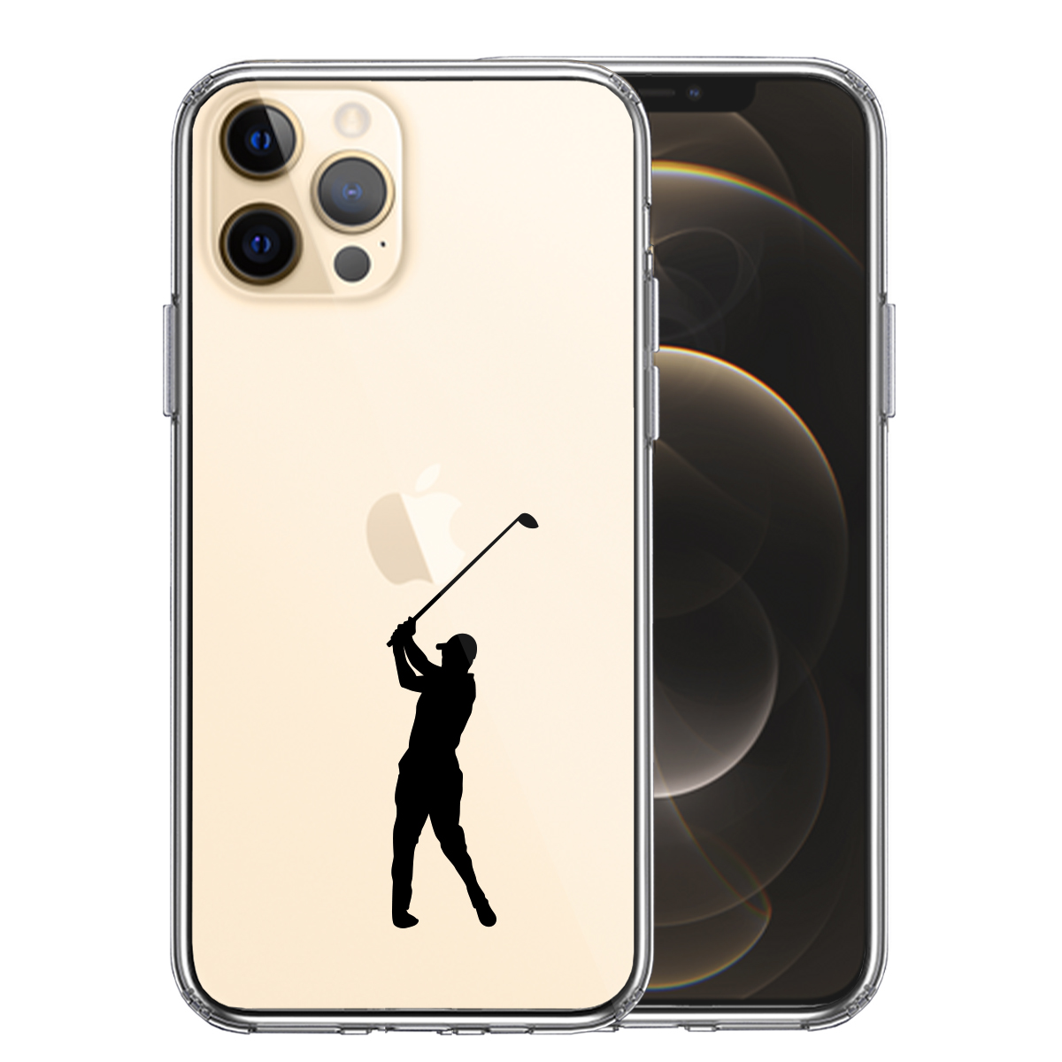 iPhone12 Pro 側面ソフト 背面ハード ハイブリッド クリア ケース ゴルフ