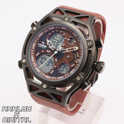 アナデジ デジアナ HPFS9520-BKBR アナログ&デジタル クロノグラフ ダイバーズウォッチ風メンズ腕時計