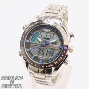 アナデジ デジアナ HPFS9405-SVBL アナログ&デジタル クロノグラフ ダイバーズウォッチ風メンズ腕時計