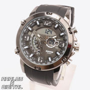 アナデジ デジアナ HPFS9907-BKBK アナログ&デジタル クロノグラフ ダイバーズウォッチ風メンズ腕時計