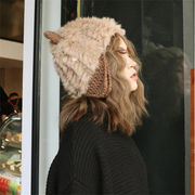 韓国ファッション 2021 新品 猫の耳 ニット帽子 暖かい sweet系 可愛い 百掛け トレンド 個性 高品質