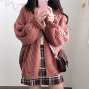 麻の花 セーター 女性 短いスタイル 暖かい 厚手  長袖 ニット コート