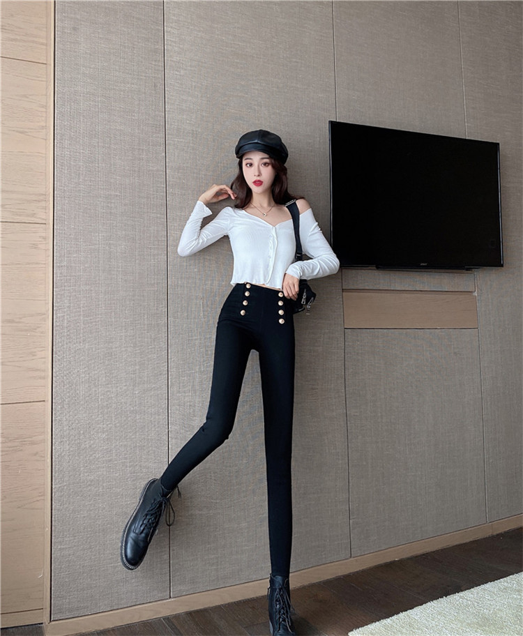独特なシルエットに魅了される 韓国ファッション スキニーパンツ シン  フットパンツ  裏起毛