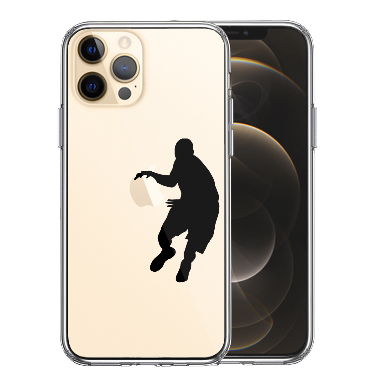 iPhone12 Pro 側面ソフト 背面ハード ハイブリッド クリア ケース バスケットボール ドリブル