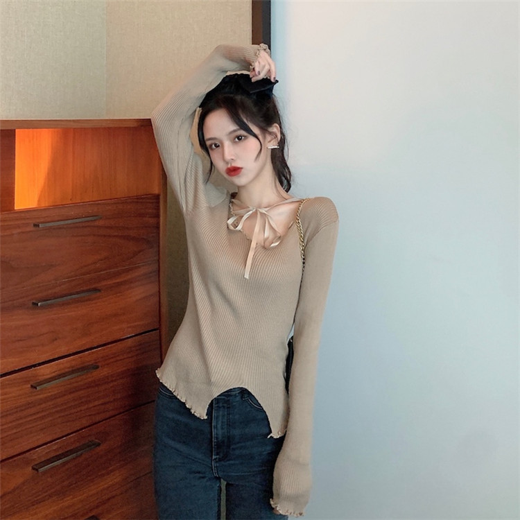 韓国ファッション スリムフィット セーター 百掛け Ｖネック ニット トップス メス