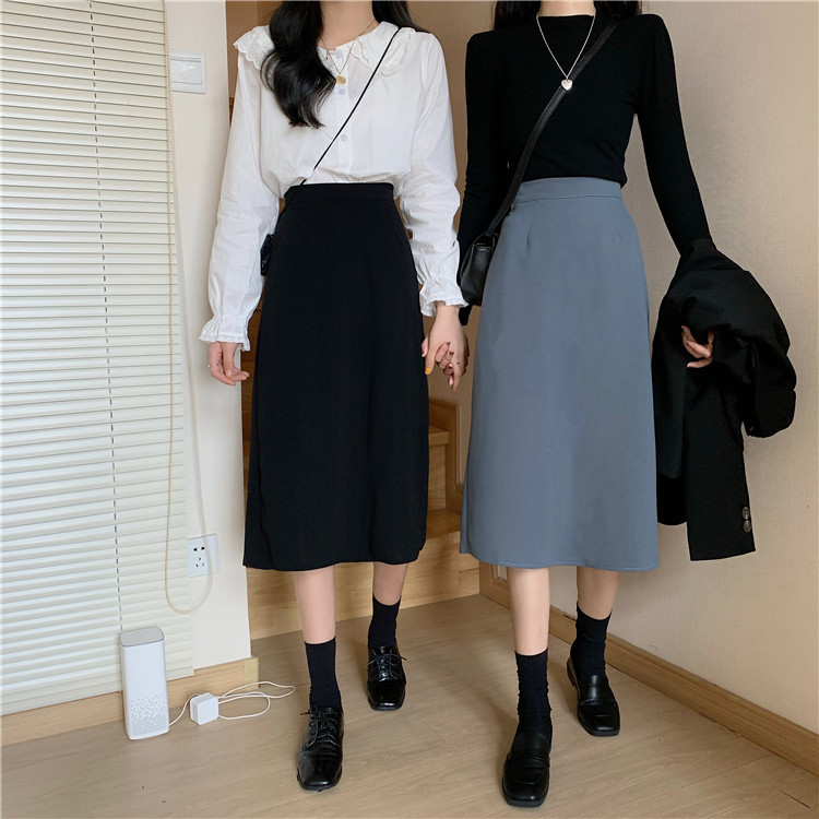 韓国ファッション 2021春 新作 カジュアル 百掛け スカート 中・長セクション