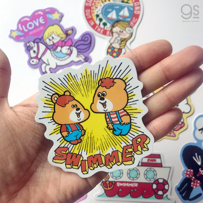 Swimmer 猫 キャラクターステッカー スイマー ねこ かわいい パステル レトロ Swm008 雑貨 株式会社 ゼネラルステッカー 問屋 仕入れ 卸 卸売の専門 仕入れならnetsea