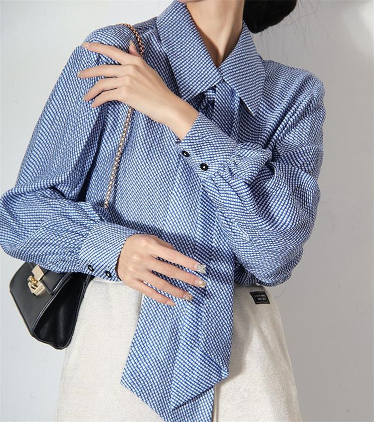 見た目カワイイ 韓国ファッション 気質 単列ボタン シャツ 柔らかい ピュアカラー 蝶結び ネクタイ