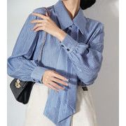 見た目カワイイ 韓国ファッション 気質 単列ボタン シャツ 柔らかい ピュアカラー 蝶結び ネクタイ