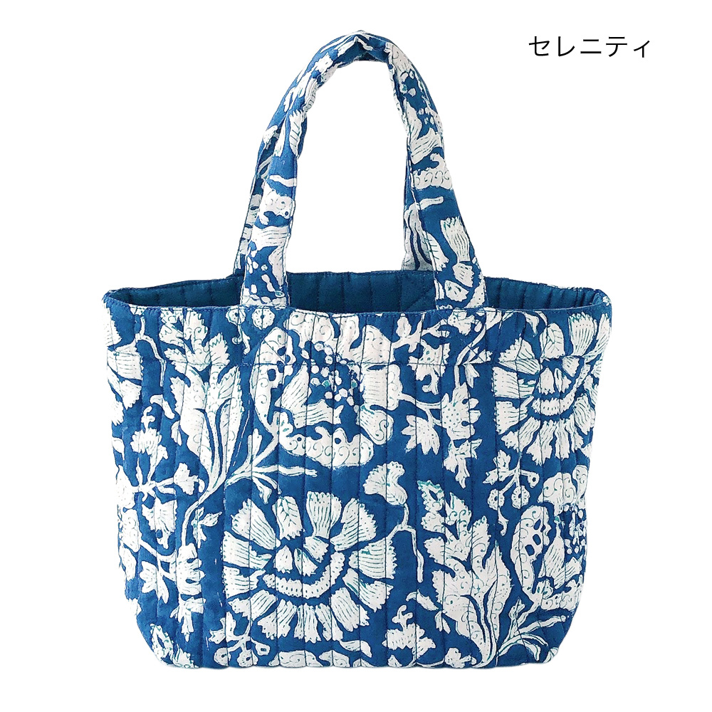 ご予約品 緑 バッグ単品 ブロックプリント キルトバッグ