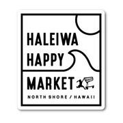ハレイワハッピーマーケット ステッカー ロゴ スクエア モノクロ HHM033 おしゃれ ハワイ