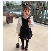 2021新作 重ね着風 キッズワンピース 子供服 3-8歳対応 長袖 フレア 女の子 韓国ファッション