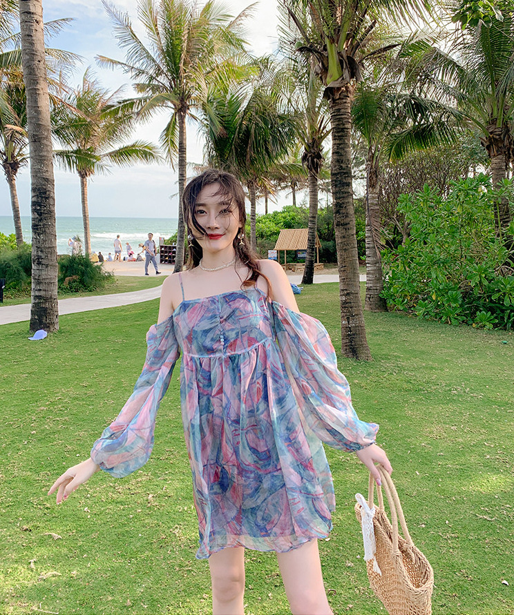 花柄 ワンピース 夏 シフォン スリム効果 キャミワンピース スカート 韓国ファッション レディース